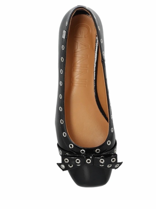 Ganni Shoes - Ganni Black Grommet Bow Ballet Flat